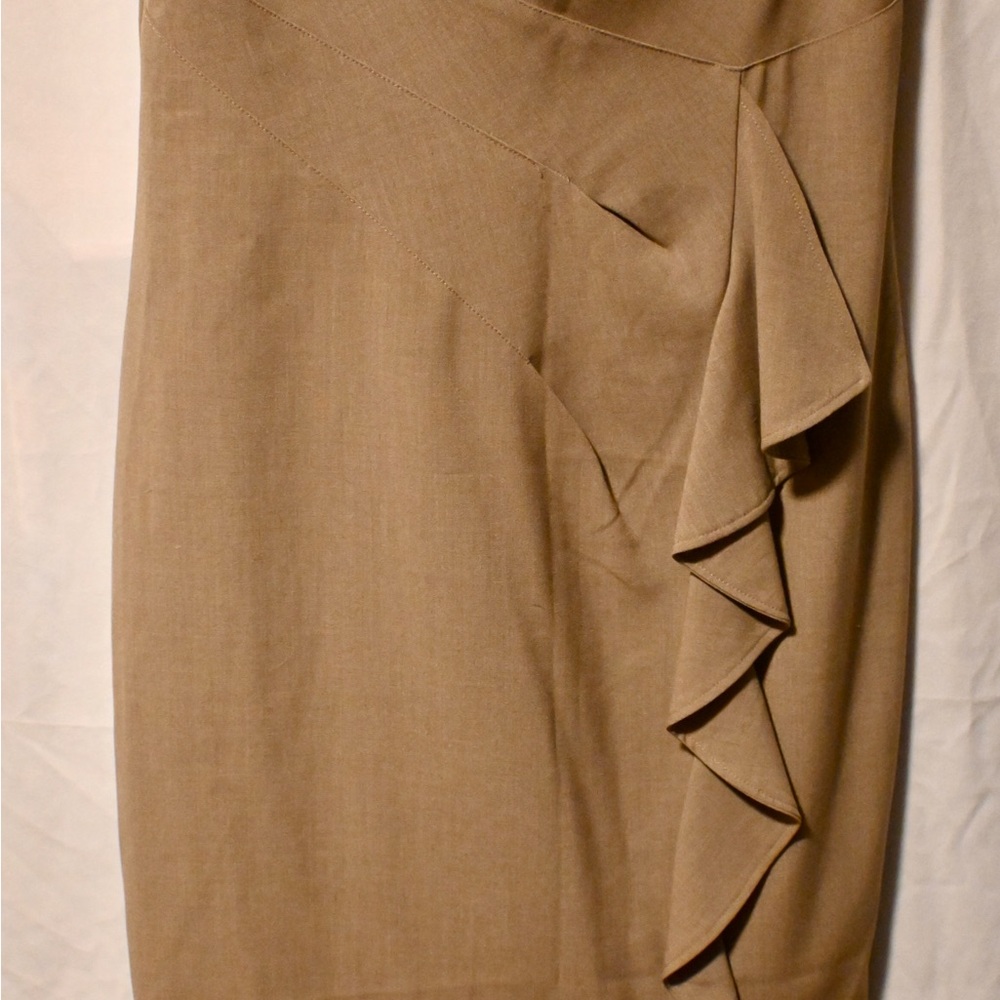 Calvin Klein Tan Ruffled Pencil Skirt